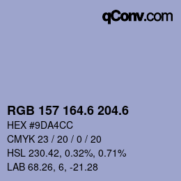 カラーコード: RGB 157 164.6 204.6 | qconv.com