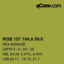 カラーコード: RGB 157 164.6 59.6 | qconv.com