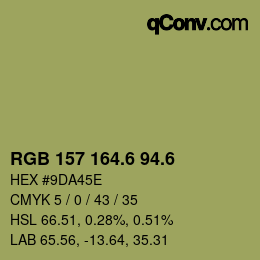 カラーコード: RGB 157 164.6 94.6 | qconv.com