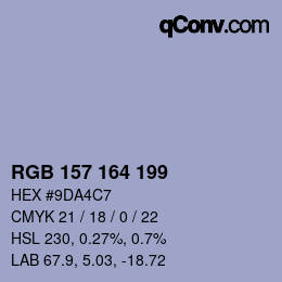 カラーコード: RGB 157 164 199 | qconv.com