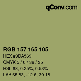 颜色代码: RGB 157 165 105 | qconv.com