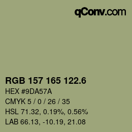 カラーコード: RGB 157 165 122.6 | qconv.com