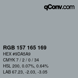 Color code: RGB 157 165 169 | qconv.com