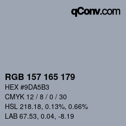 Color code: RGB 157 165 179 | qconv.com