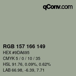 カラーコード: RGB 157 166 149 | qconv.com