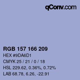 Color code: RGB 157 166 209 | qconv.com