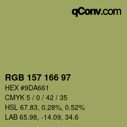 カラーコード: RGB 157 166 97 | qconv.com
