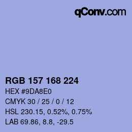 カラーコード: RGB 157 168 224 | qconv.com