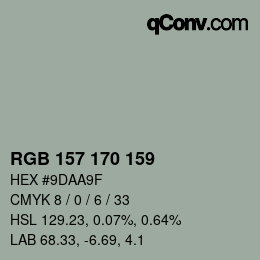 Color code: RGB 157 170 159 | qconv.com