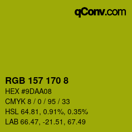Color code: RGB 157 170 8 | qconv.com