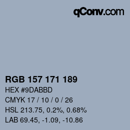 カラーコード: RGB 157 171 189 | qconv.com