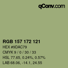 Color code: RGB 157 172 121 | qconv.com