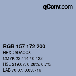 颜色代码: RGB 157 172 200 | qconv.com