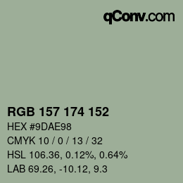 颜色代码: RGB 157 174 152 | qconv.com
