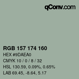 Color code: RGB 157 174 160 | qconv.com