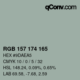 カラーコード: RGB 157 174 165 | qconv.com