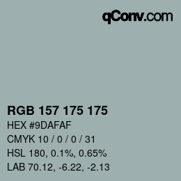 Color code: RGB 157 175 175 | qconv.com