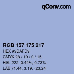 Color code: RGB 157 175 217 | qconv.com