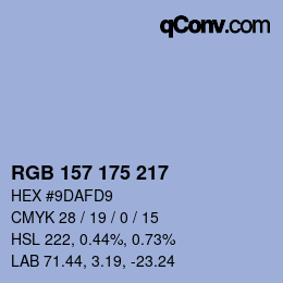 颜色代码: RGB 157 175 217 | qconv.com
