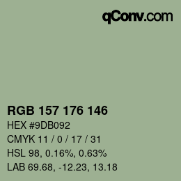 Farbcode: RGB 157 176 146 | qconv.com