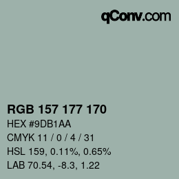 Color code: RGB 157 177 170 | qconv.com