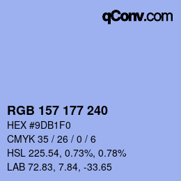Color code: RGB 157 177 240 | qconv.com