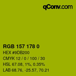 Color code: RGB 157 178 0 | qconv.com