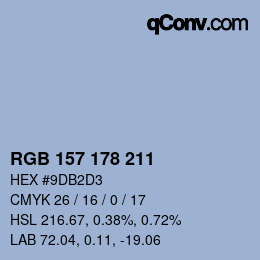 颜色代码: RGB 157 178 211 | qconv.com