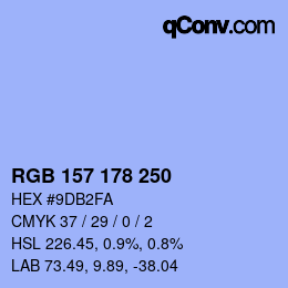 Color code: RGB 157 178 250 | qconv.com