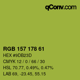 Color code: RGB 157 178 61 | qconv.com