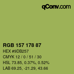 颜色代码: RGB 157 178 87 | qconv.com