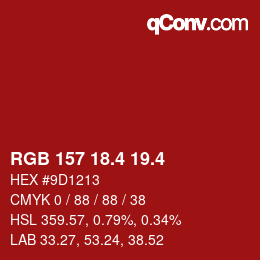 カラーコード: RGB 157 18.4 19.4 | qconv.com