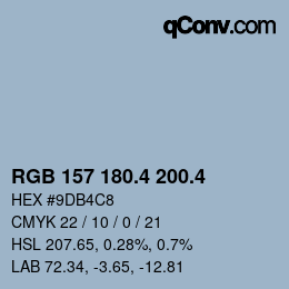 カラーコード: RGB 157 180.4 200.4 | qconv.com
