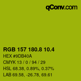 カラーコード: RGB 157 180.8 10.4 | qconv.com