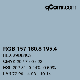 カラーコード: RGB 157 180.8 195.4 | qconv.com