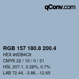 カラーコード: RGB 157 180.8 200.4 | qconv.com