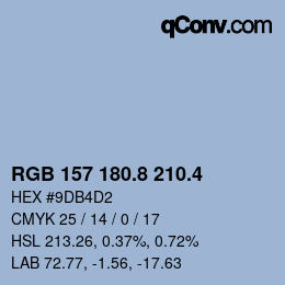 カラーコード: RGB 157 180.8 210.4 | qconv.com