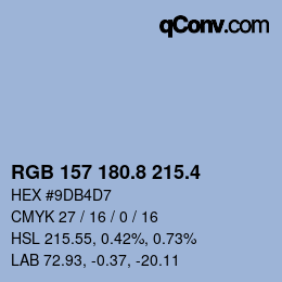 カラーコード: RGB 157 180.8 215.4 | qconv.com