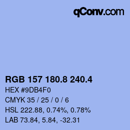 カラーコード: RGB 157 180.8 240.4 | qconv.com