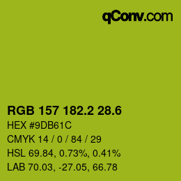 カラーコード: RGB 157 182.2 28.6 | qconv.com