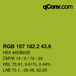 カラーコード: RGB 157 182.2 43.6 | qconv.com