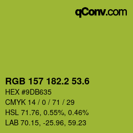 カラーコード: RGB 157 182.2 53.6 | qconv.com