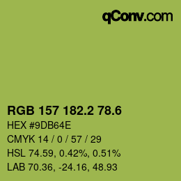カラーコード: RGB 157 182.2 78.6 | qconv.com