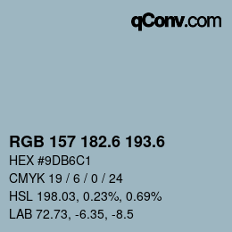 カラーコード: RGB 157 182.6 193.6 | qconv.com