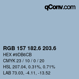 カラーコード: RGB 157 182.6 203.6 | qconv.com
