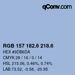 カラーコード: RGB 157 182.6 218.6 | qconv.com