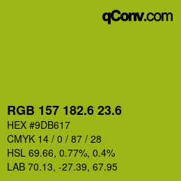 カラーコード: RGB 157 182.6 23.6 | qconv.com