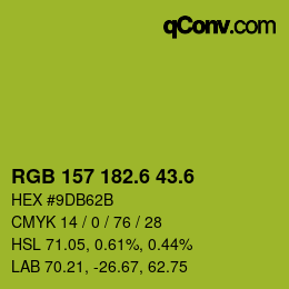 カラーコード: RGB 157 182.6 43.6 | qconv.com