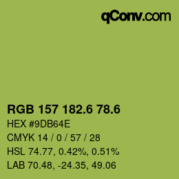 カラーコード: RGB 157 182.6 78.6 | qconv.com