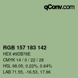 Color code: RGB 157 183 142 | qconv.com